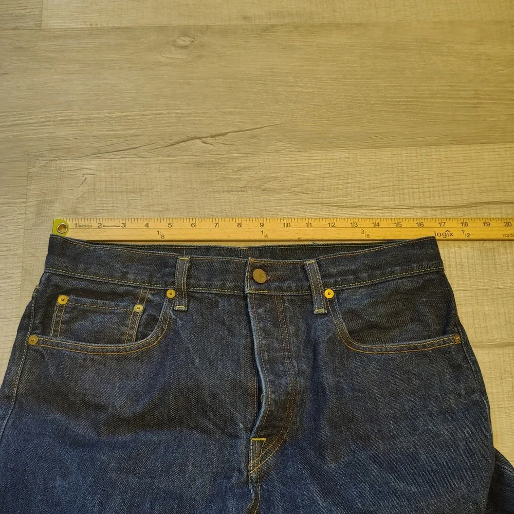 Sid Mashburn Mens Dark Wash Indigo Button Fly Straight Leg Denim Jeans 34x29